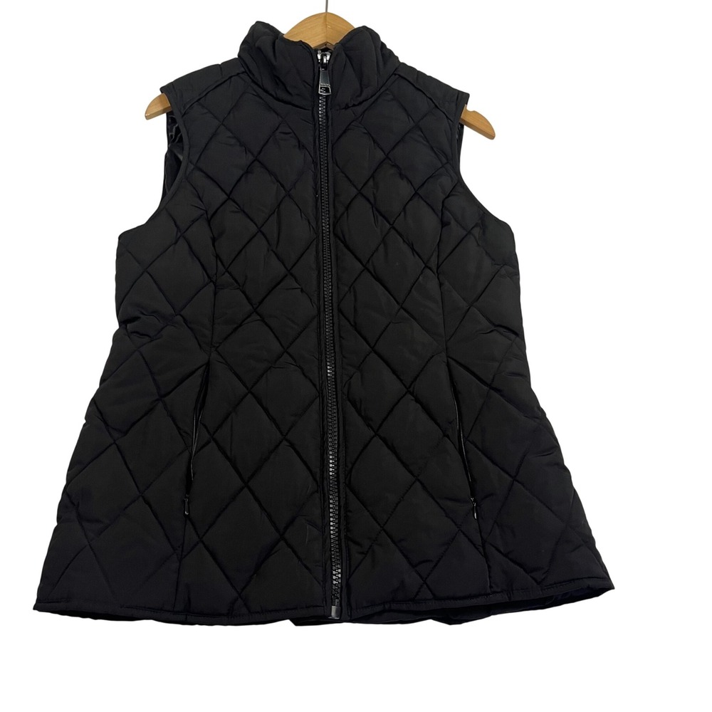 Calvin Klein Womens Black Quilted Diamond Full Zip Vest M